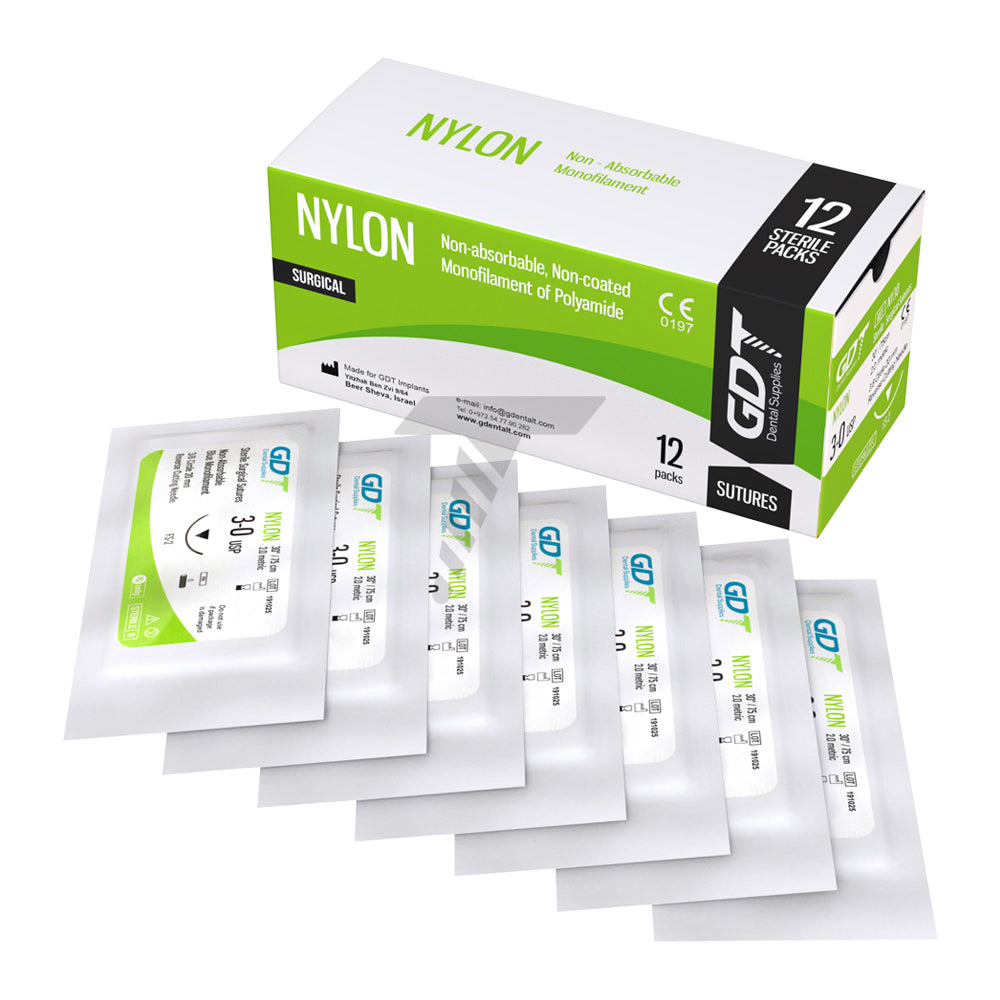 [1011728] SABAfil NJ Nylon Suture Set USP 4-0 GR-19, Pack of 24