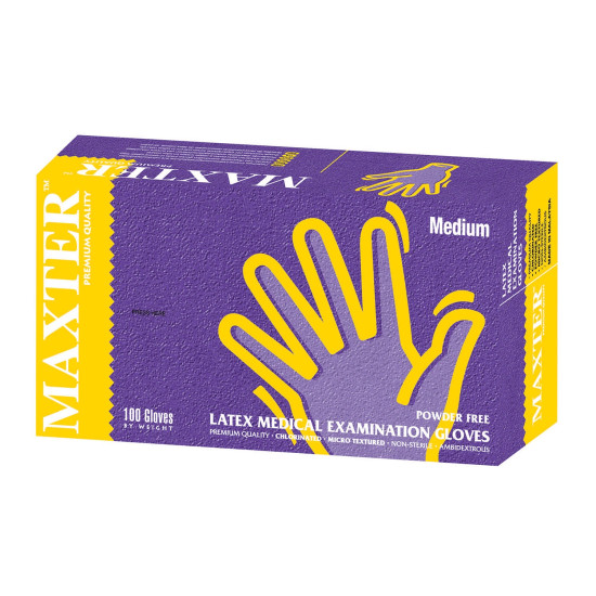 [200973] Maxter Powder-Free Latex Examination Gloves L 100x