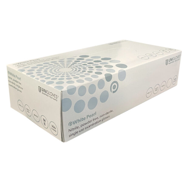 [182472] Unigloves M+W Nitrile Premium Gloves White Powder-Free Size S, 100 pcs